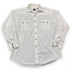 Vtg Brooks and Dunn Panhandle Slim White & Black Western Snap Shirt Smile Pkts L